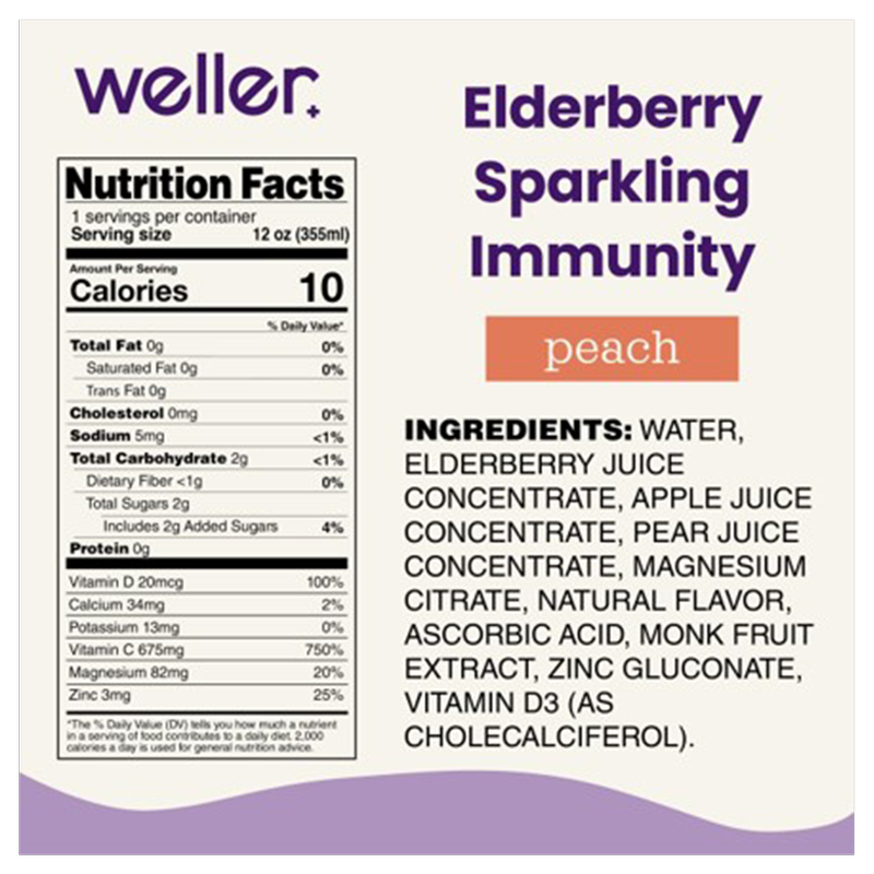 Weller Elderberry Peach Sparkling Immunity 12oz Can