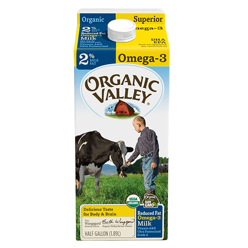 Organic Valley 2% Omega 3 Reduced Fat Milk 1/2 Gallon