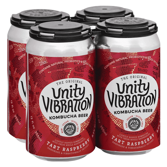 Unity Vibration Tart Raspberry Kombucha Beer 4pk 12oz Can