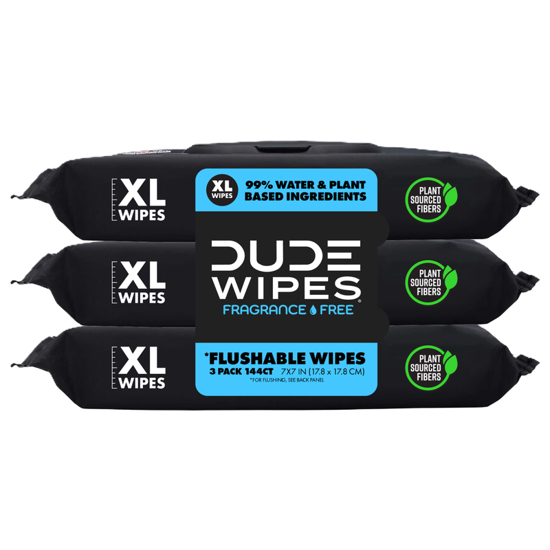 DUDE Wipes XL Flushable Wipes Dispenser Fragrance-Free with Vitamin E & Aloe 48ct 3 pack