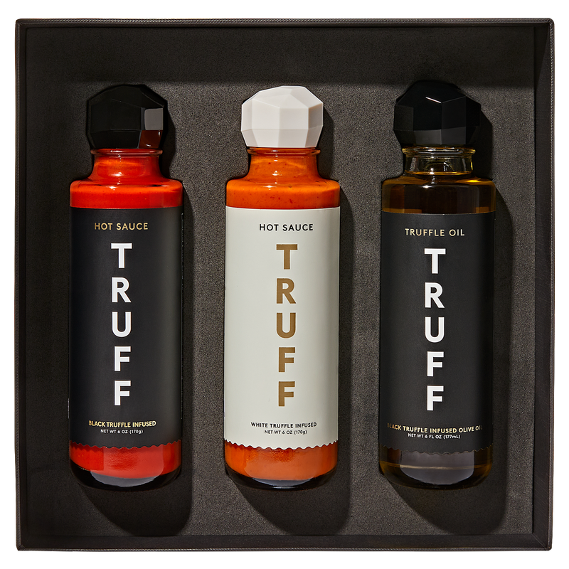 TRUFF Best Seller Pack - Gourmet Hot Sauce Set of Original, White Truffle Edition, and Black Truffle Oil, 3ct 6oz bottles