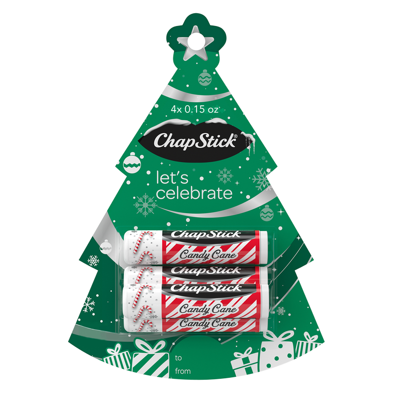 ChapStick Xmas Tree Candy Cane Lip Balms 4ct