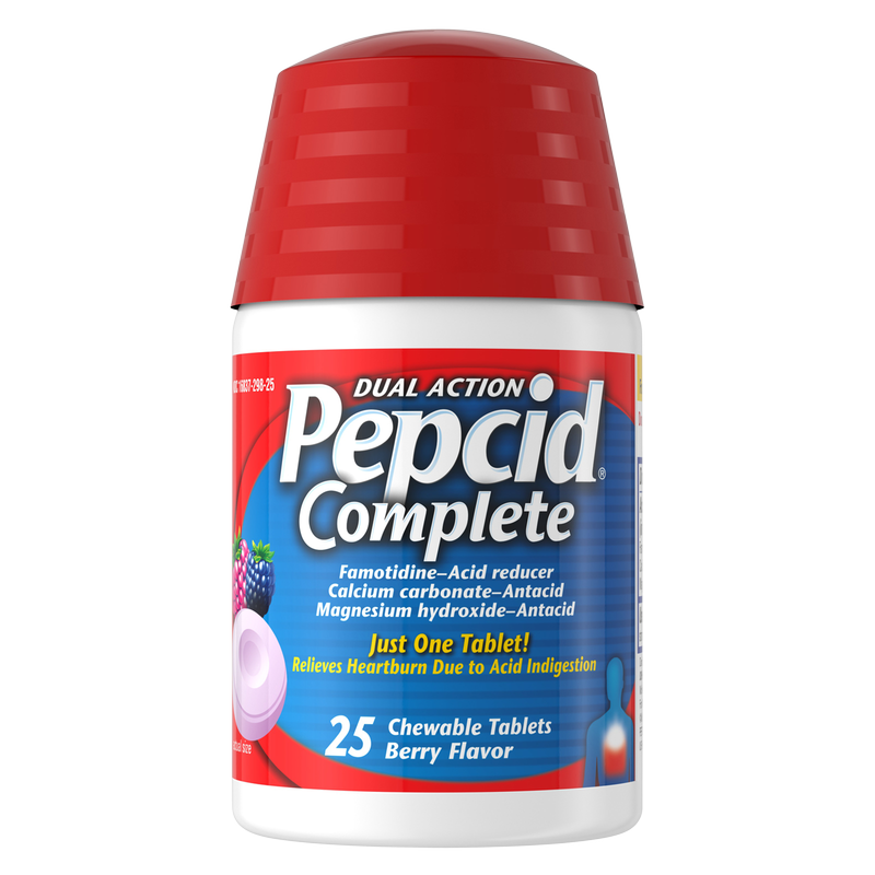 Pepcid Complete Acid Reducer + Antacid Chewable Tablets Berry 25ct