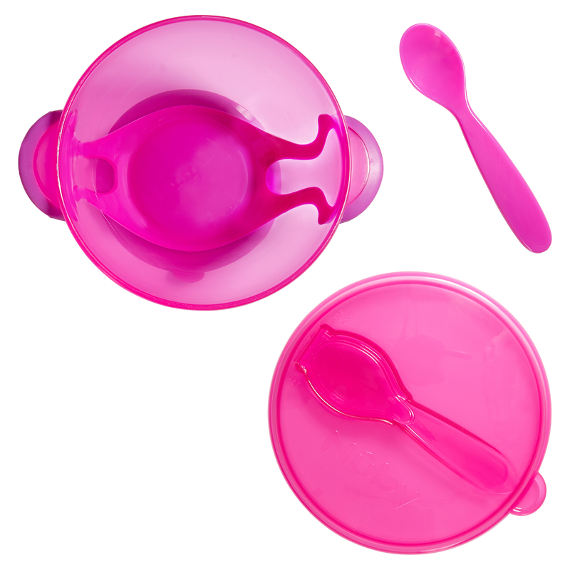 Nuby Easy Go Suction Bowl with Lid & Snap-In Spoon