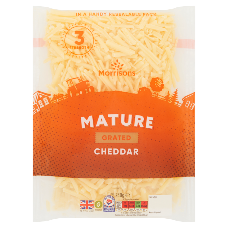 Morrisons Grated Mature White Cheddar, 240g