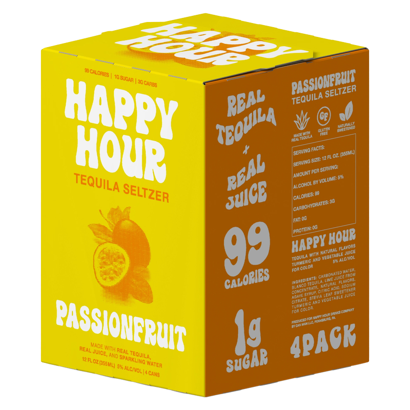 Happy Hour Tequila Passionfruit Margarita Seltzer 4pk 12oz Can 5.0% ABV