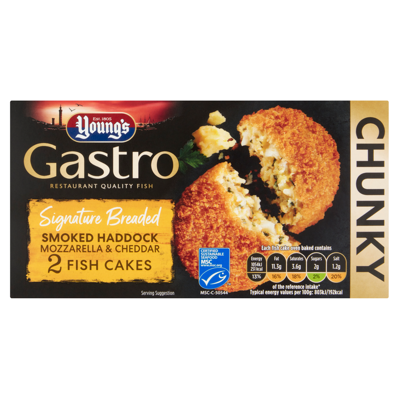 Young's Gastro 2 Smoked Haddock & Cheddar Fish Cakes, 270g
