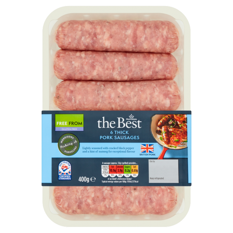 Morrisons The Best 6 Pork Sausages, 400g