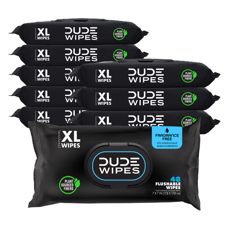 DUDE Wipes XL Flushable Wipes Dispenser Fragrance-Free with Vitamin E & Aloe 48ct 9 pack