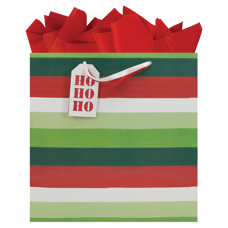 Striped For The Season Large Square Gift Bag