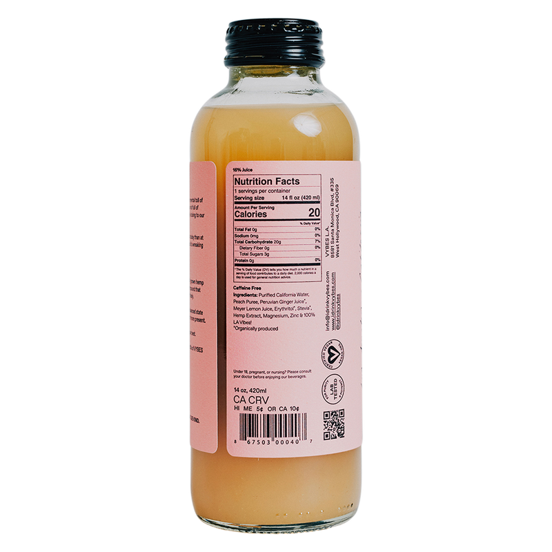 VYBES Peach Ginger CBD Drink 14oz Bottle 25mg