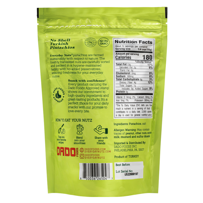 Everyday Nutz Roasted & Salted Pistachios without Shell 5oz Snacks