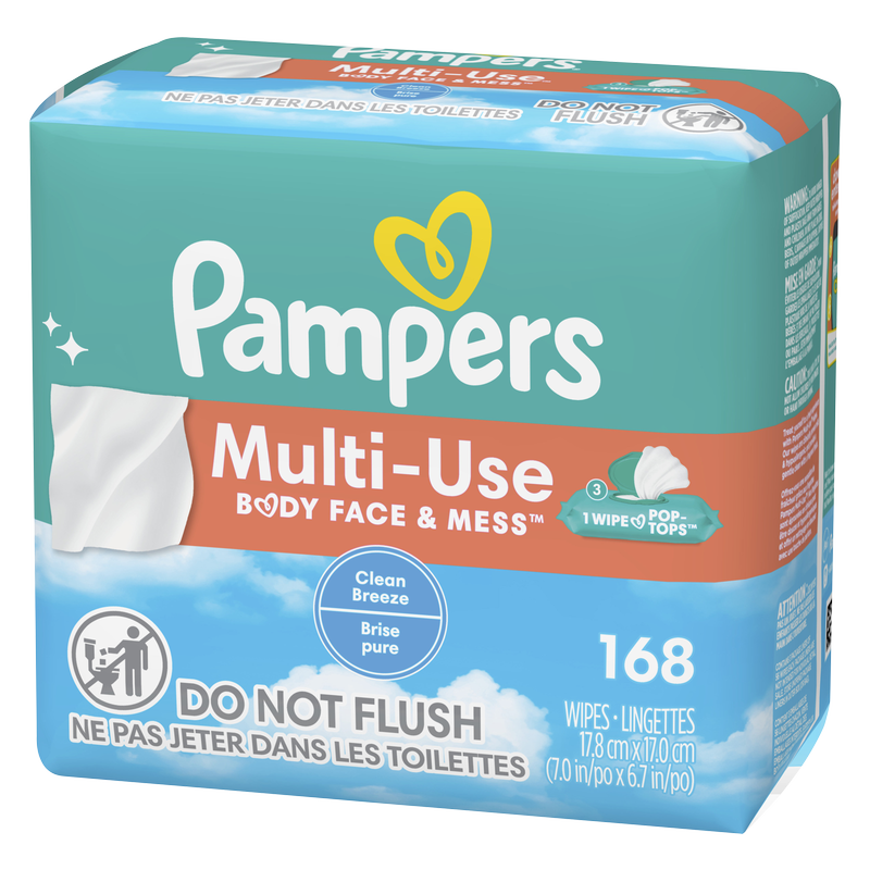Pampers Baby Wipes Multi-Use Clean Breeze 3X Pop-Top 168ct