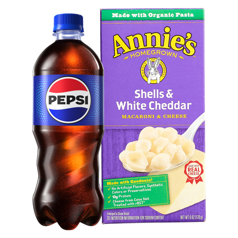 Annie's Homegrown Shells & White Cheddar Macaroni & Cheese 6oz & Pepsi 20oz Btl