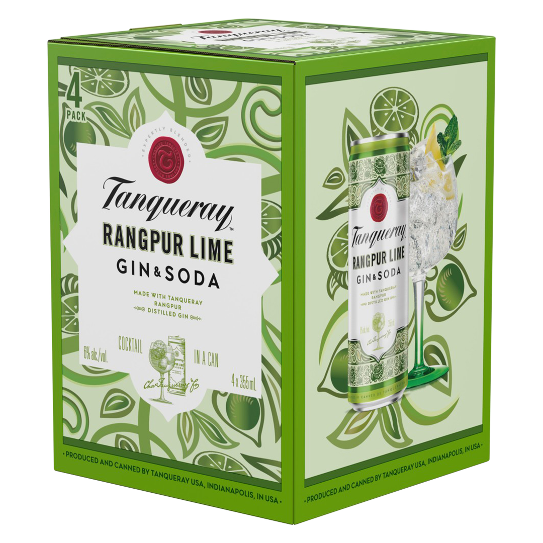 Tanqueray Rangpur Lime Gin & Soda 4 Pack 12Oz Cans 6% Abv