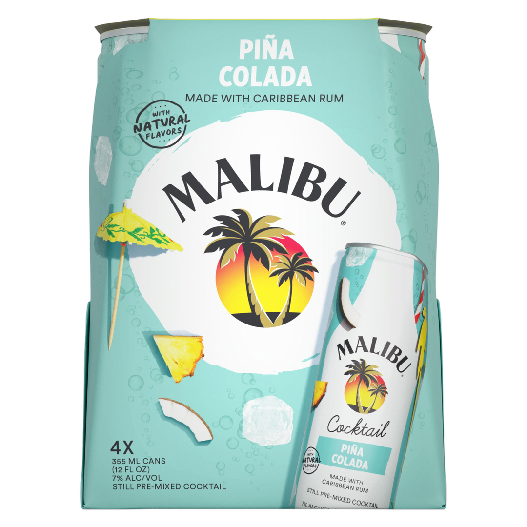 Malibu Cocktails Pina Colada 4 Pack 12Oz Cans