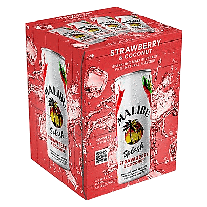Malibu Splash Strawberry 4 Pack 12Oz Can