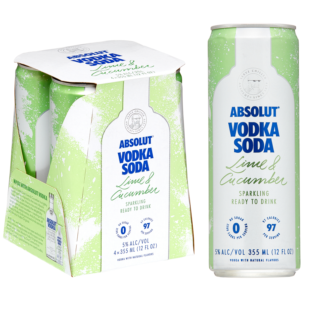 Absolut Lime & Cucumber Vodka Soda 4 Pack 12Oz Can 5.0% Abv