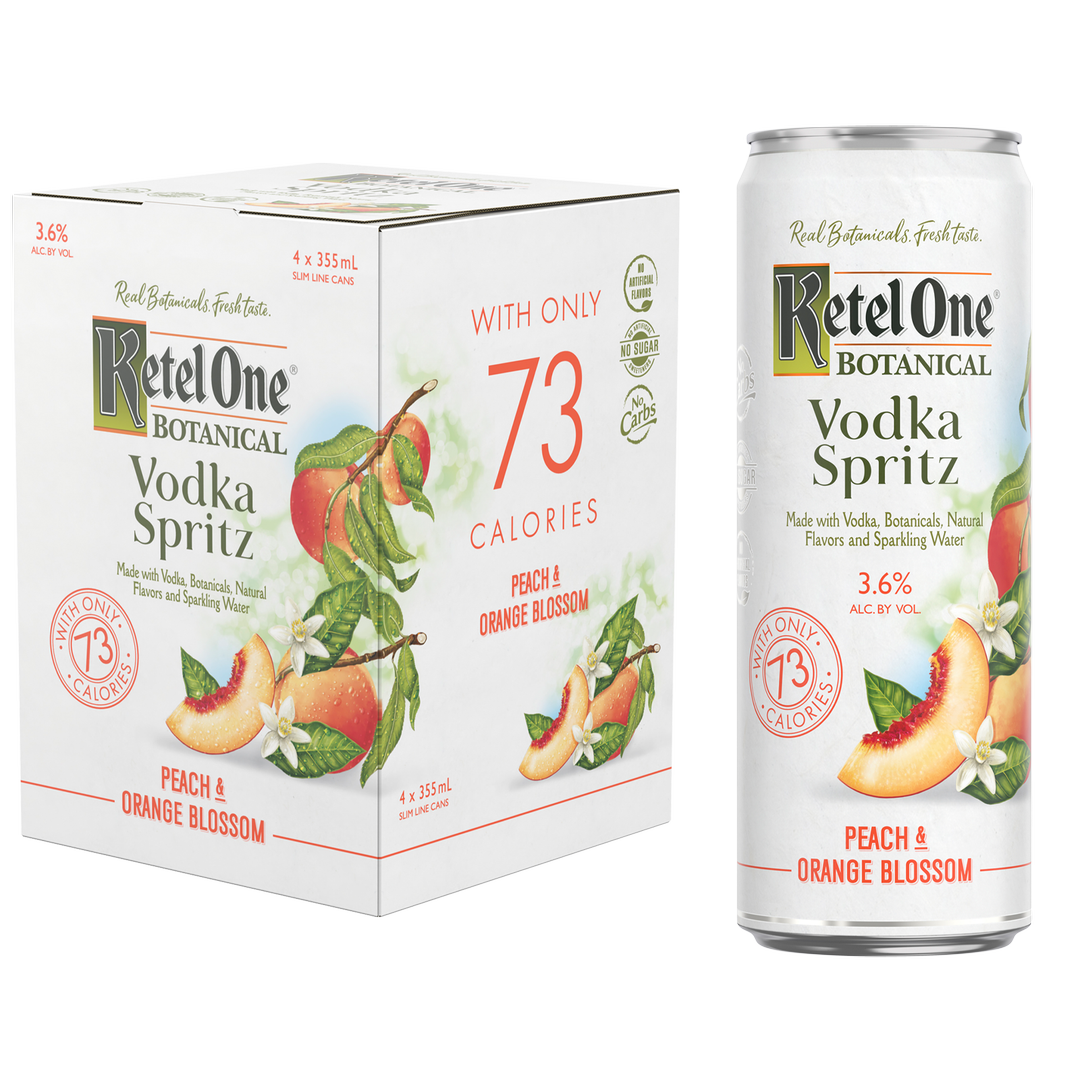 Ketel One Botanical Peach & Orange Blossom Vodka Spritz 4 Pack 12Oz Cans 3.6% Abv