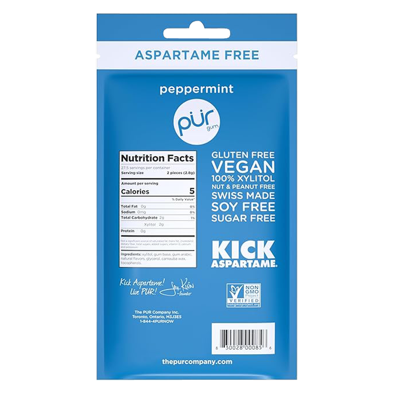 Pur Aspartame Free Peppermint Gum 55ct