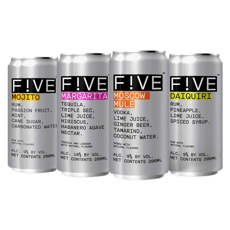 FIVE Drinks Cocktail Variety 8pk 200ml Can 9%-10% ABV