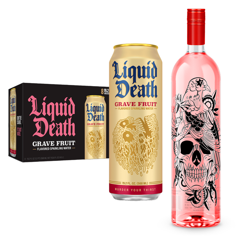 Superbird Spicy Tequila, Liquid Death Grave Fruit Sparkling Water 8pk 19.2 oz King Sized Cans