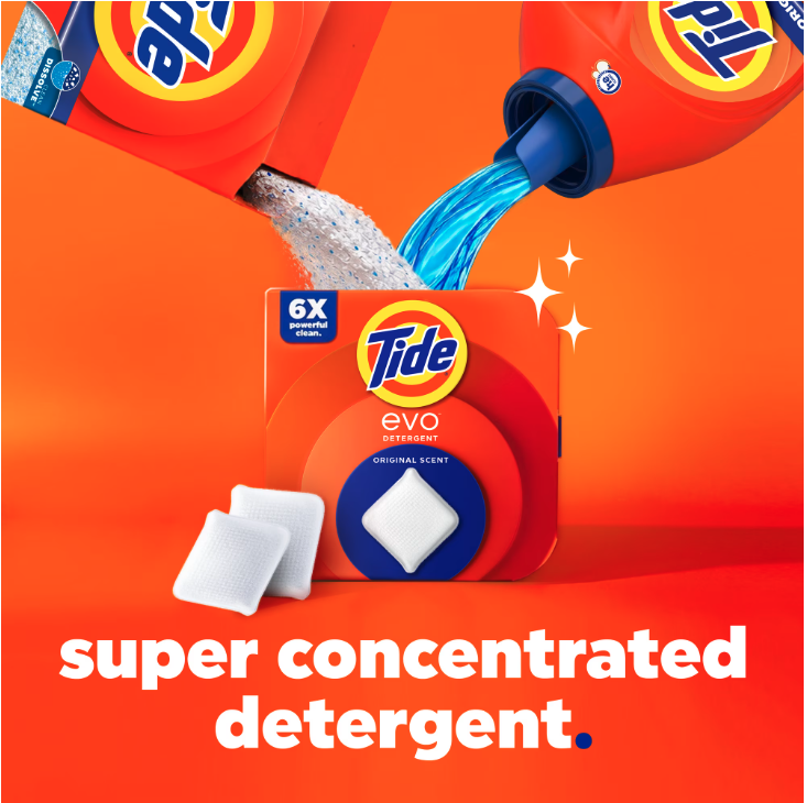 Tide Evo Pastillas de detergente para ropa, Spring Blast, 22 unidades