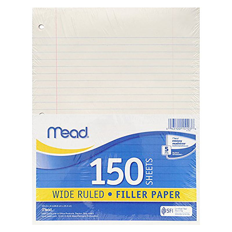 Mead Wide Ruled Filler Paper 150 Sheets