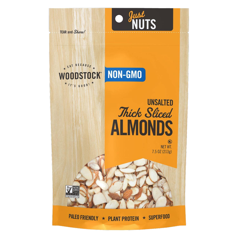Woodstock All Natural Thick Raw Almonds Sliced, 7.5oz. 