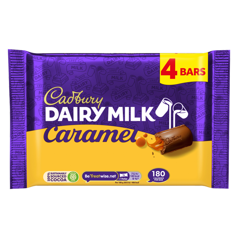 Cadbury Dairy Milk Caramel Bars, 4 x 37g