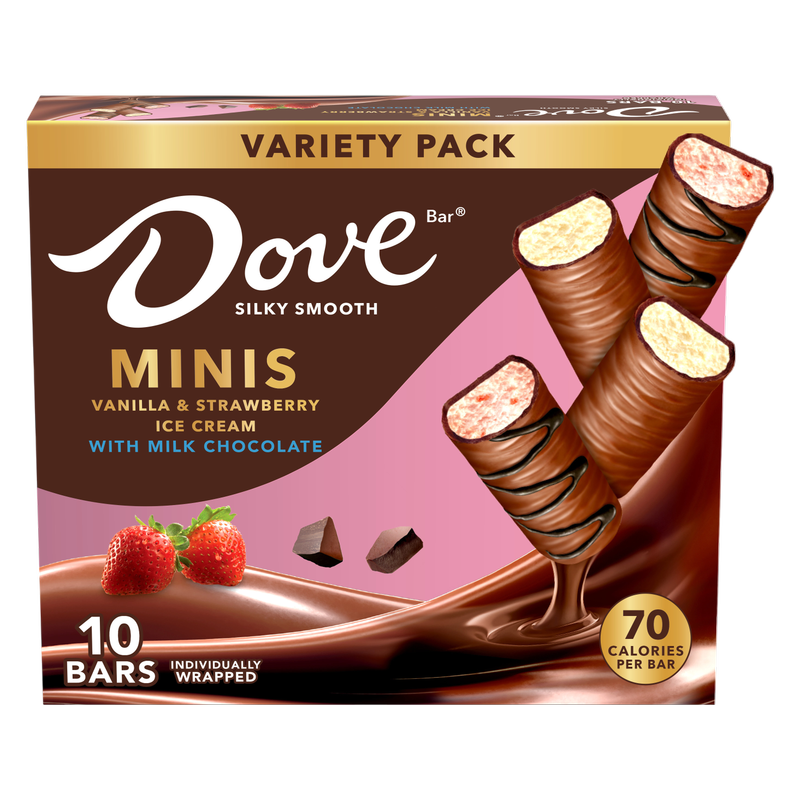 Dove Minis Vanilla & Strawberry Ice Cream Bars, 10ct