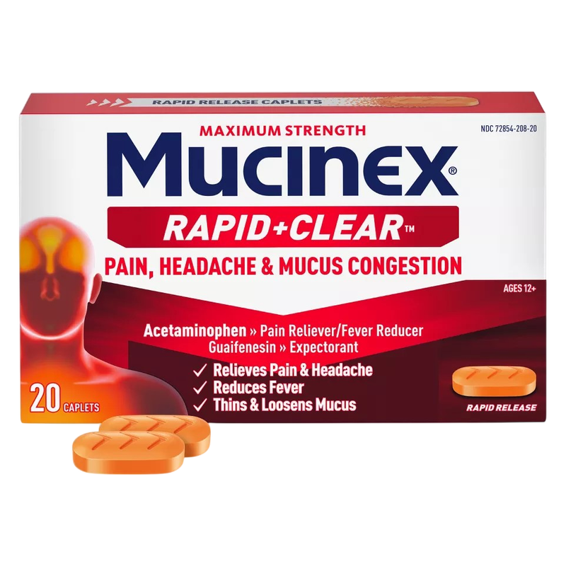 Mucinex Rapid Clear Pain, Headache & Mucus Congestion, 20ct