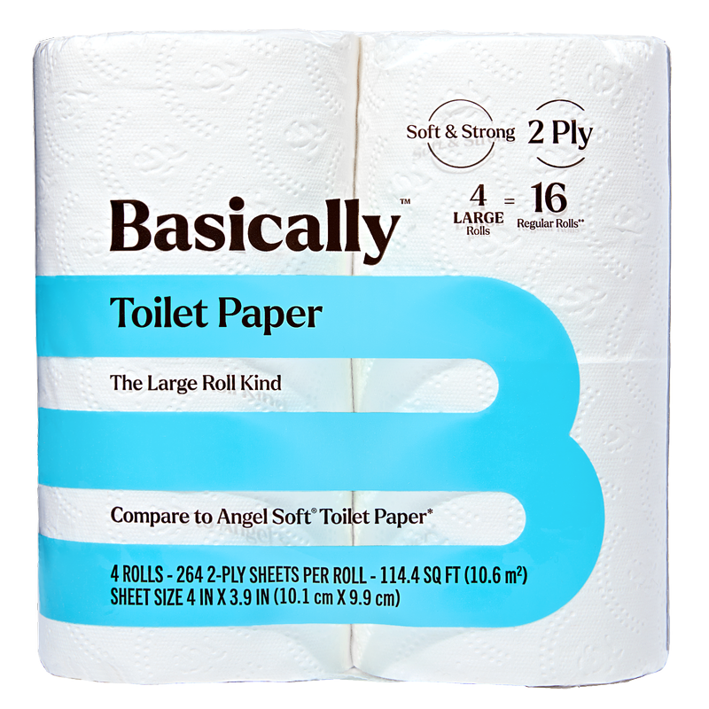 Basically 4ct Large Roll Soft Toilet Paper