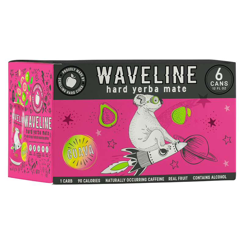 Waveline Hard Yerba Mate Guava 6pk 12oz Cans