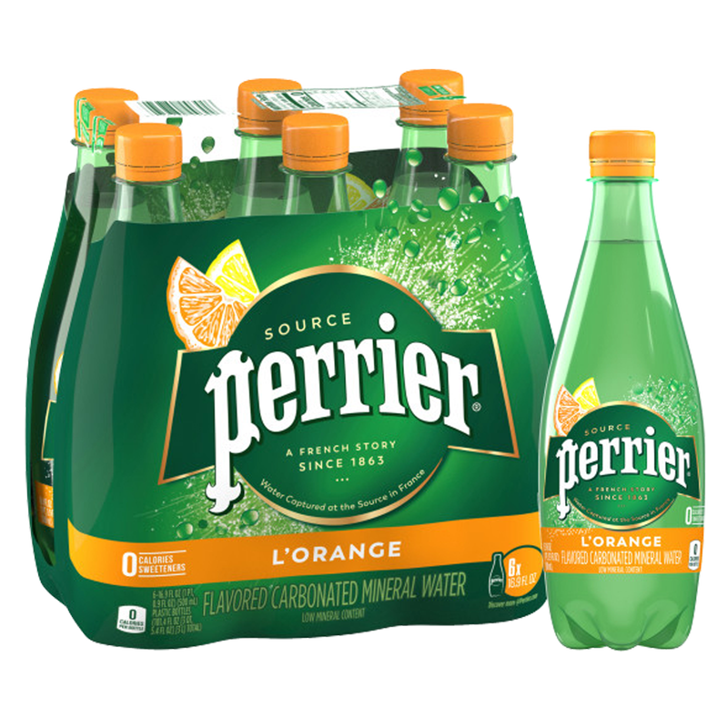 Perrier L'Orange Sparkling Water 6pk 500ml Btl