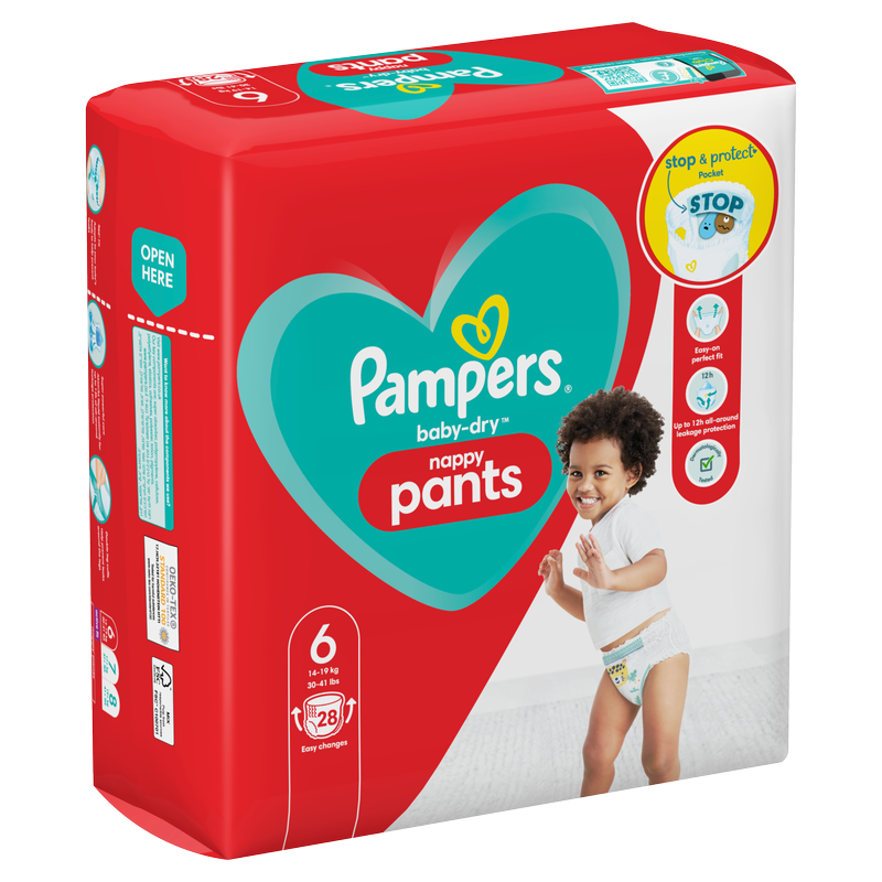 Pampers Baby-Dry Nappy Pants Size 6, 28pcs