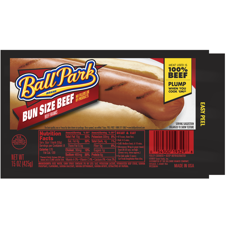 Ball Park Bun Size Beef Franks - 15oz/8ct