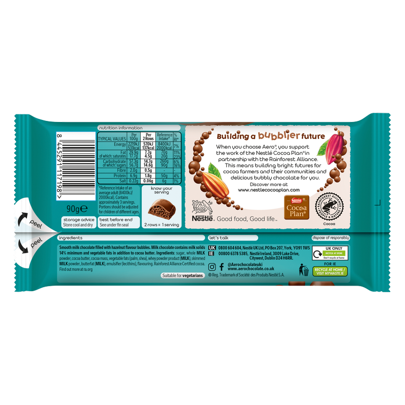 Aero Hazelnut Chocolate Bar, 90g