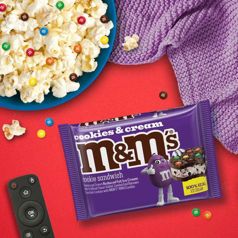 M&M'S Cookies and Cream Ice Cream Cookie Sandwiches, 4ct