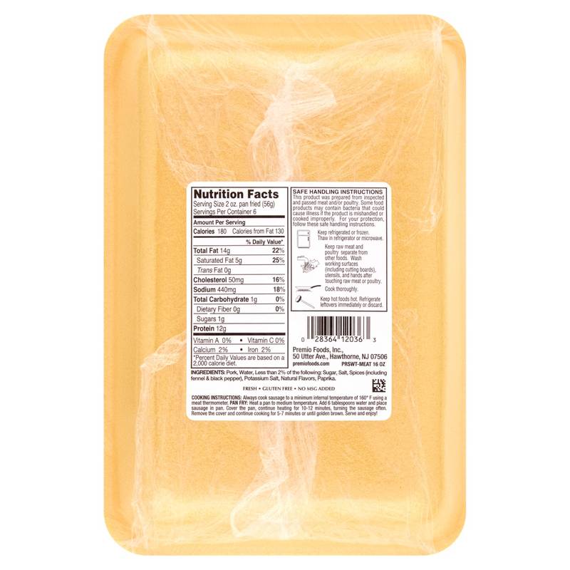 Carne de salchicha italiana dulce Premio 16 oz