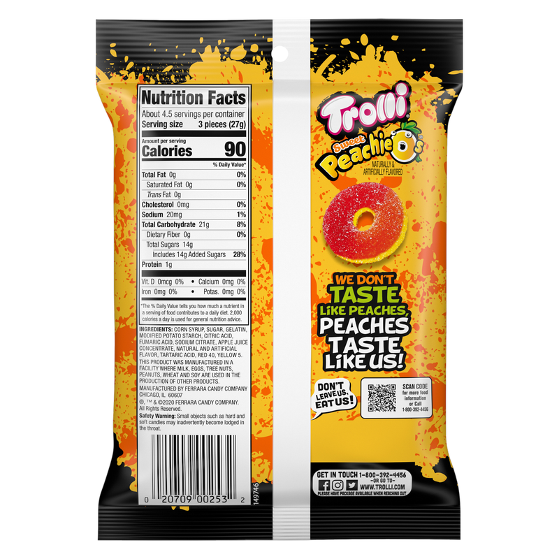 Trolli Peachie Os Gummy Candy 4.25oz