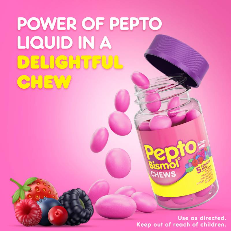 Pepto Bismol Chews, Digestive Relief, Berry Mint Flavor, 24 Chewable Tablets