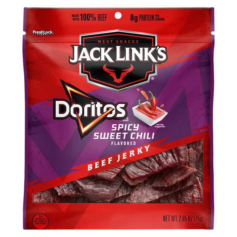 Jack Link's Doritos Spicy Sweet Chili Flavored Beef Jerky – 2.65 Oz Bags, Lot Of 6, Fresh Until 08/15/2025