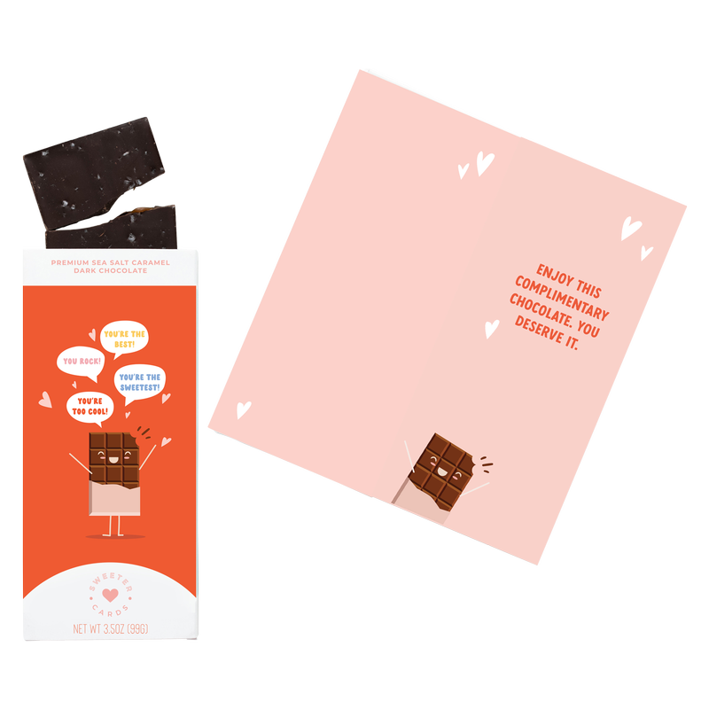 Sweeter Cards Complimentary Messages Sea Salt Caramel Dark Chocolate Bar 3.5oz