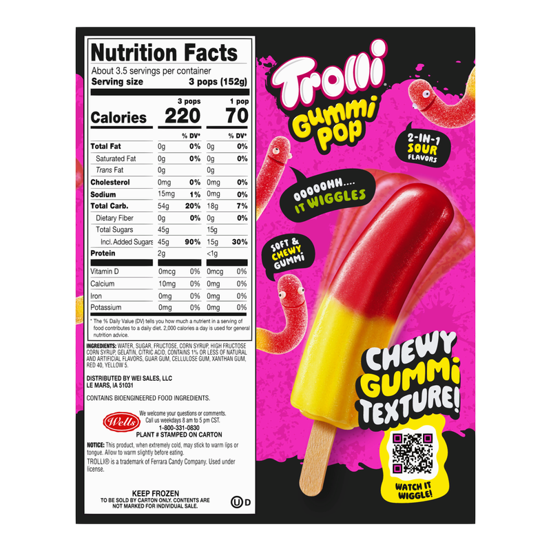 Trolli Cherry Lemon Frozen Gummi Pops, 10ct