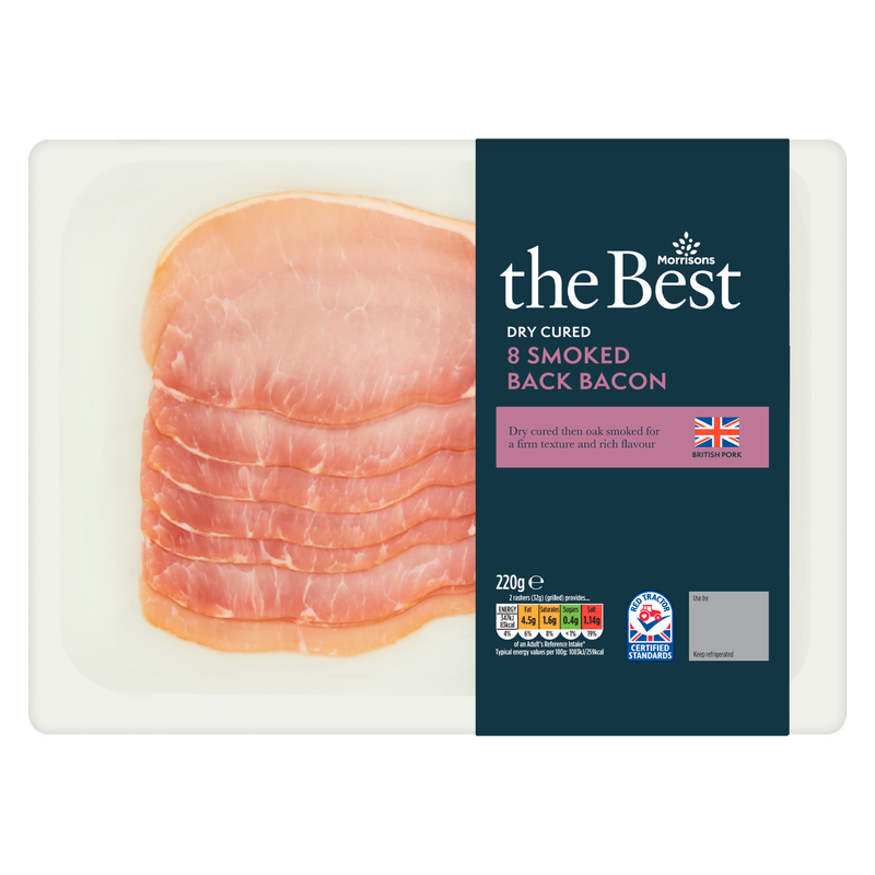 Morrisons The Best Dry Cured Smoked Back Bacon, 220g
