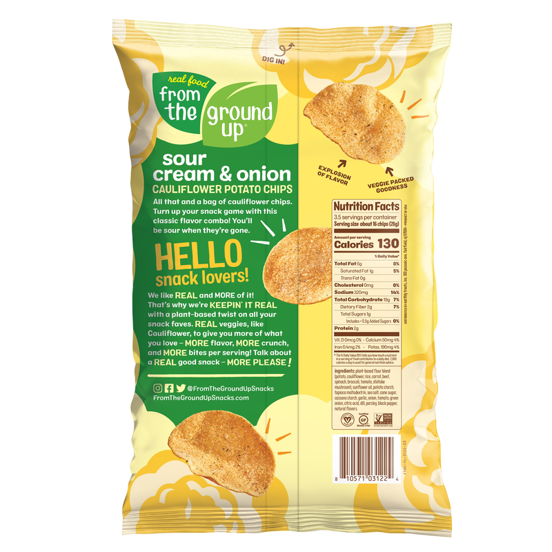 From the Ground Up Sour Cream & Onion Cauliflower Potato Chips 3.5oz