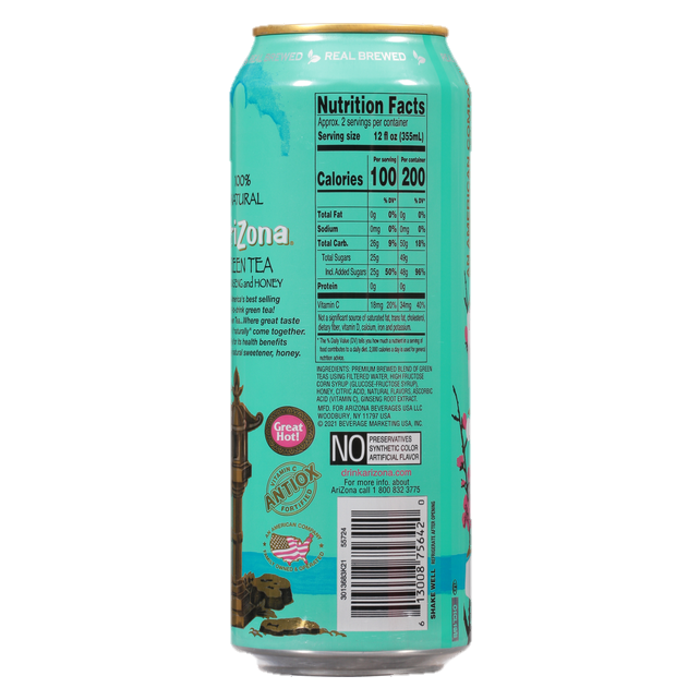 AriZona Ginseng & Honey Green Tea 24oz Btl