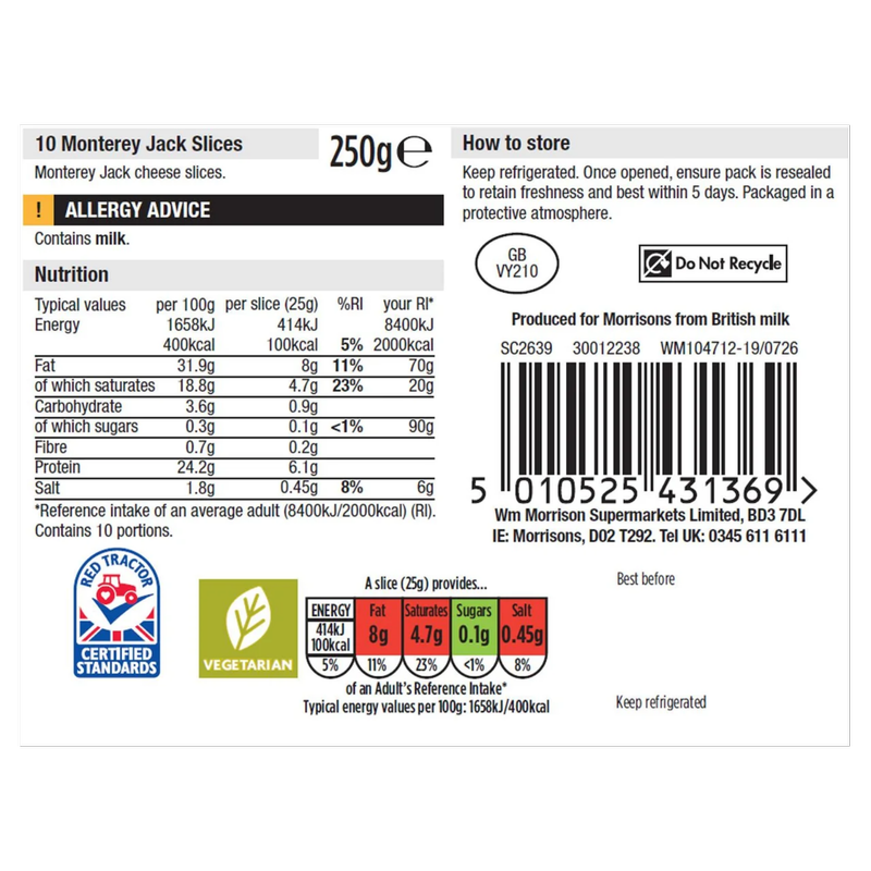 Morrisons Monterey Jack Slices, 250g