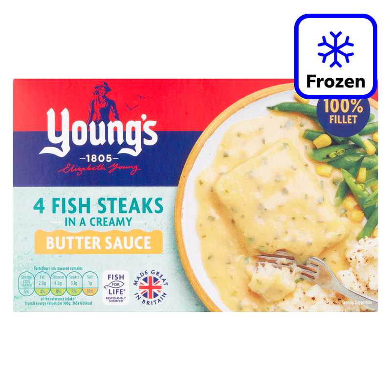 Young's 4 Fish Steaks in a Creamy Butter Sauce, 560g